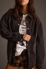 Rocky Washed Black Denim Button Down Top
