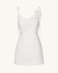 Floral Vine Tie Dress - White