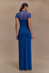 Wyatt Slinky And Mesh Maxi Dress - Cobalt Blue