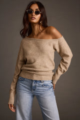 Margot Taupe Asymmetrical Sweater