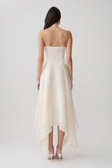 Naomi Satin Asymmetric Hem Maxi Dress - Ivory
