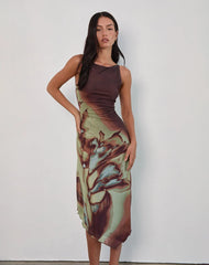 Aysun Midi Dress in Lumen Mesh Brown