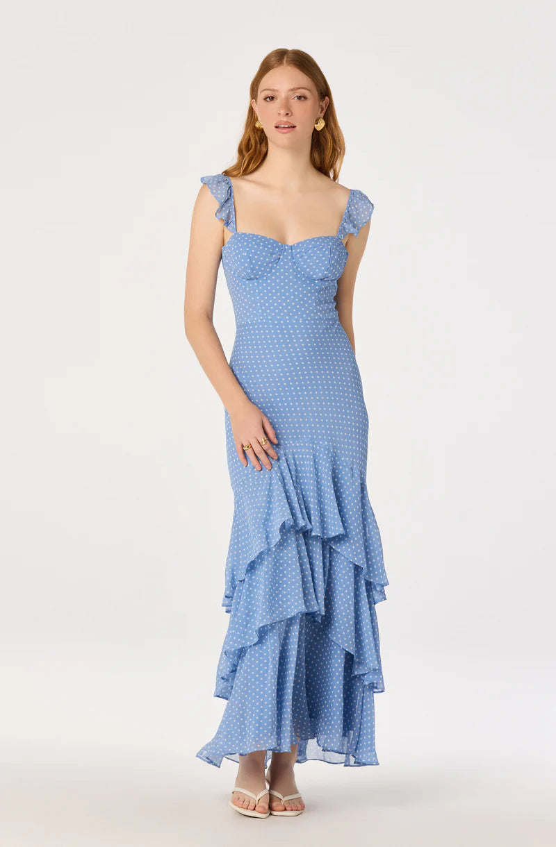 Alcina Tiered Maxi Dress-Bule
