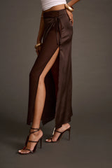 Sylvie Brown Satin Tie Maxi Skirt