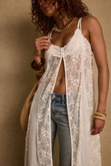 Blanca White Lace Longline Tank