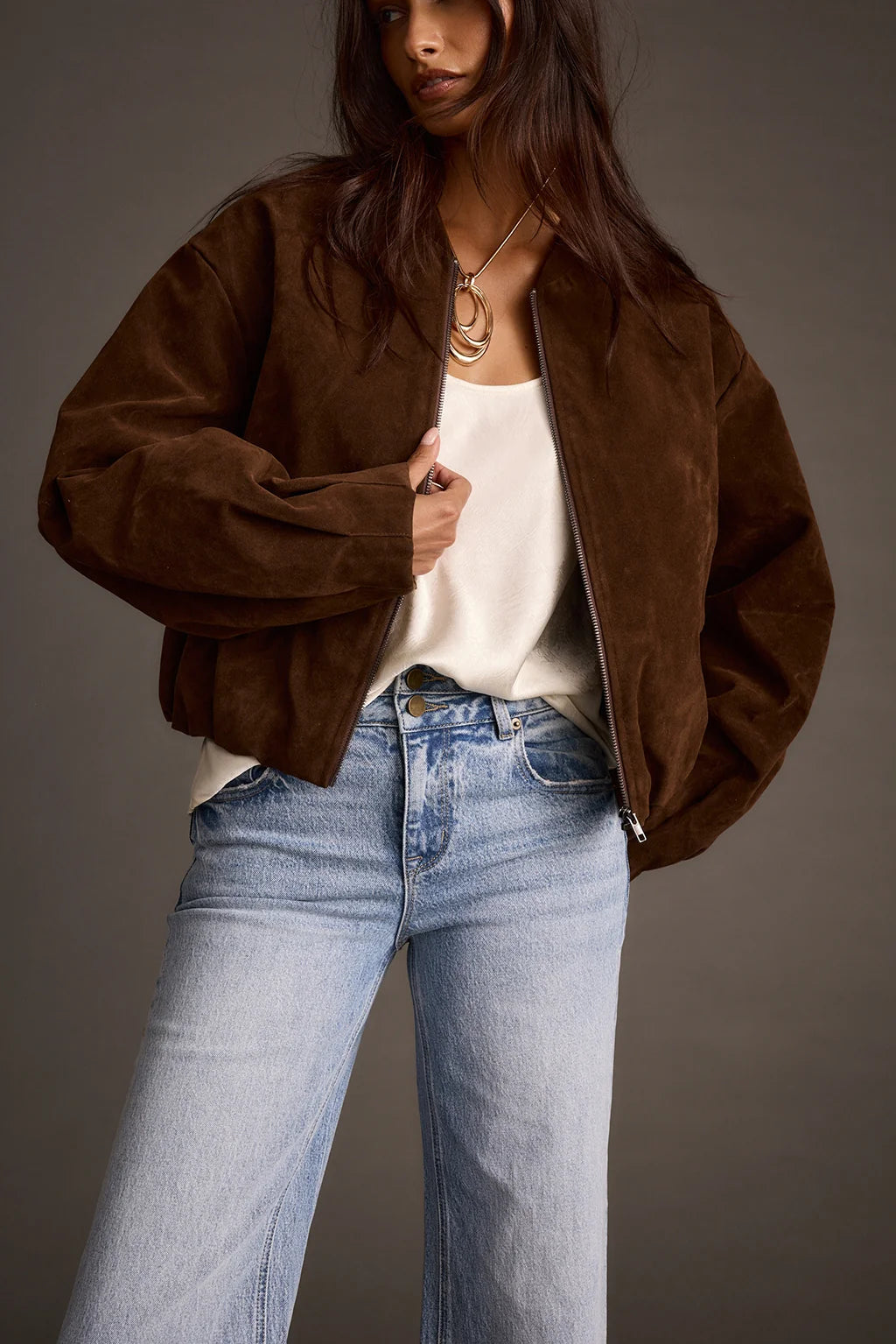 Francia Mocha Vegan Suede Jacket