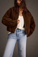 Francia Mocha Vegan Suede Jacket