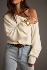 Margot Cream Asymmetrical Sweater