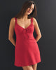 Bra-Free Tie-Front Linen-Blend Mini Dress-Red