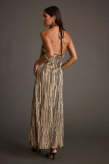 Prism Metallic Halter Maxi Dress
