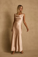 Dolce Champagne Satin Maxi Dress