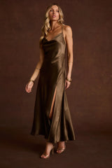 Natalia Truffle Satin Maxi Dress