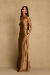 Natalia Bronze Strapless Maxi Dress