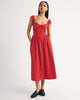 Bra-Free Cap Sleeve Dipped Waist Midi Dress