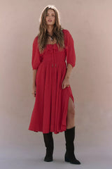 Oasis Midi Dress-Red