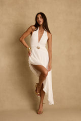 Francesca White Halter Midi Dress