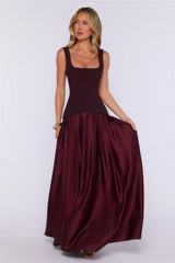 Toast To You Satin Maxi Dress Chocolate