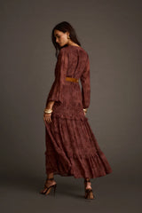 Raindance Mulberry Paisley Long Sleeved Maxi Dress