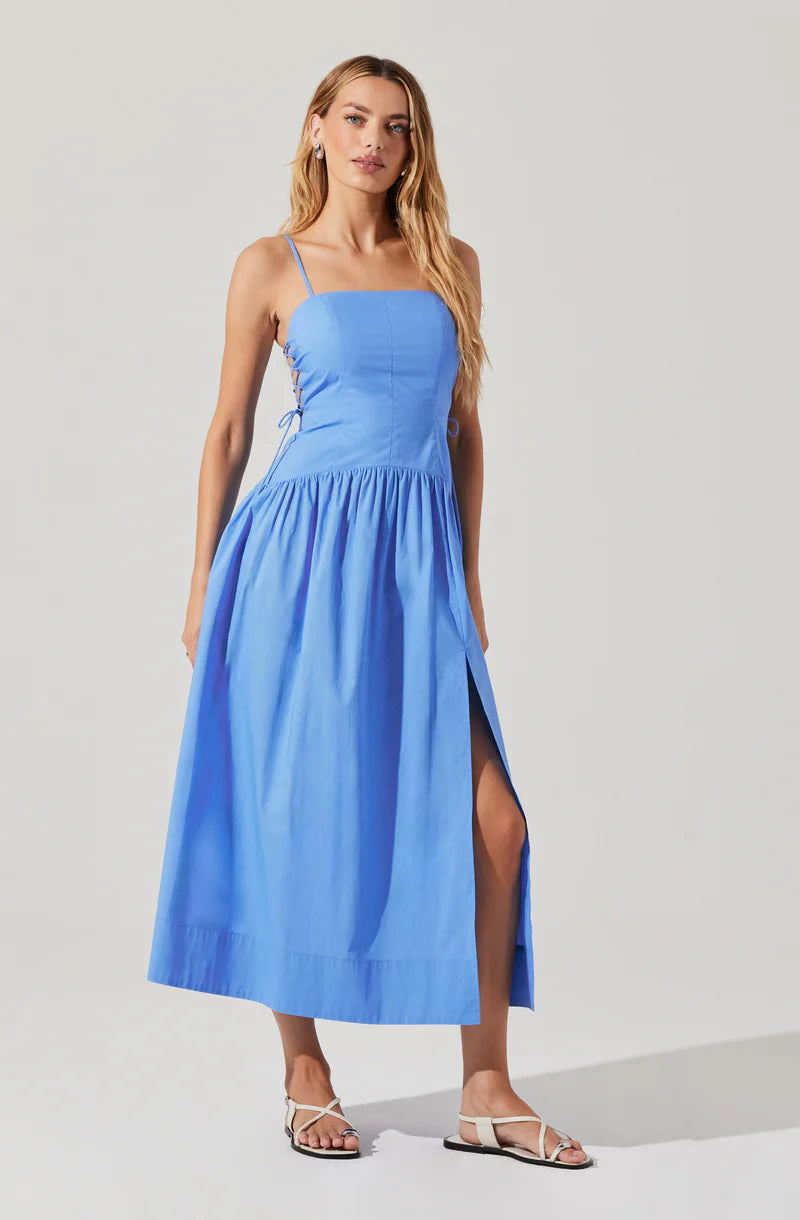 Karah Drop Waist Cutout Midi Dress