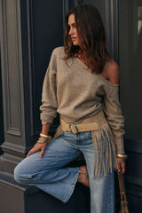 Margot Taupe Asymmetrical Sweater