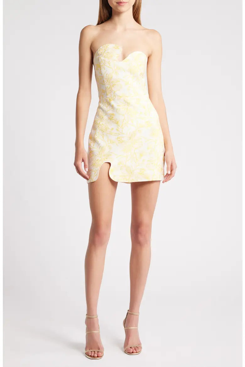 Amanda Uprichard Strapless Puzzle Mini Dress