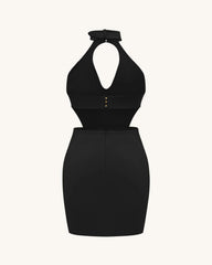 Gabriella Belted Cutout Halter Mini Dress - Black