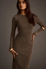 Casanova Gunmetal Lurex Maxi Dress