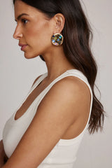 Evie Multicolored Gold Circle Earrings