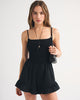 A&F Sydney Smocked Dipped-Waist Romper-Black