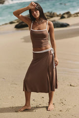 Opal Skirt Set-Brown Combo