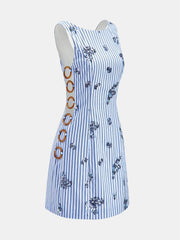 Striped Sequin Cutout Sleeveless Mini Dress