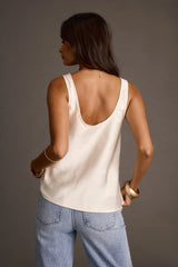 Prielle Ivory Satin Tank