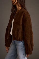 Francia Mocha Vegan Suede Jacket