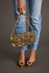 Lucy Brown Beaded Spotted Print Bag