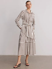 Belted Striped Shirt Dress
