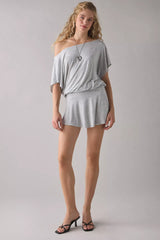 UO Total Eclipse Draped Jersey Knit Off-The-Shoulder Mini Dress