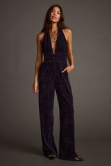 Limelight Midnight Velvet Halter Jumpsuit