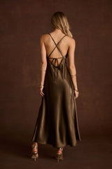 Natalia Truffle Satin Maxi Dress