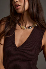 Myra Gold and Stone Statement  Necklace