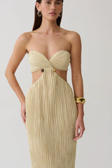 Dana Cut Out Hardware Maxi Dress - Lime Gold