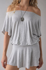 UO Total Eclipse Draped Jersey Knit Off-The-Shoulder Mini Dress