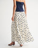 High Rise Pleated Maxi Set Skirt-Midnight Blue Polka Dot