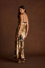 Marie Patchwork Satin Maxi Dress