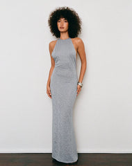 Morie Maxi Dress in Knit Jacquard Silver