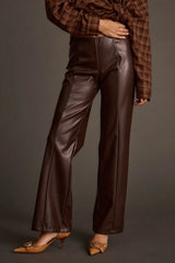 Harper Espresso Vegan Leather Flare Pants