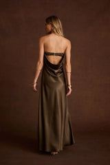 Natalia Truffle Strapless Maxi Dress