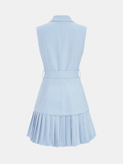 Belted Pleated Sleeveless Blazer Mini Dress