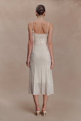 Willa Gathered Mesh Midi Dress - Polka Dot
