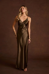 Mirabella Truffle Satin Maxi Dress
