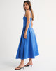 100% Cotton Ruched Neckline Dipped Waist Midi Dress